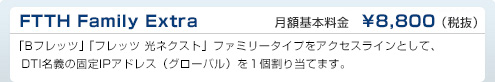 フリービット　FTTH Family Extra　DTI月額基本料金　¥8,800（税抜）