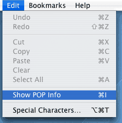 「Edit」 メニューの 「Show POP Info」 をクリック。